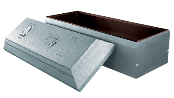 Silver burial vault-painted concrete casket vault